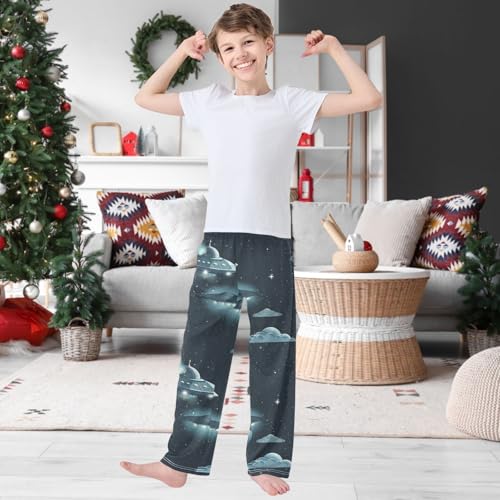 Boy's Pants Cool Spaceship Jogger Pants Elastic Waist Long Bottoms Trousers with Pockets 6-14 Years2