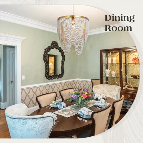 OSAIRUOS 6-Light Bohemia Wood Beaded Chandelier for Entryway Handmade Gold Foil Finish Boho Pendant Light Rustic Farmhouse Lighting Fixtures Coastal Chandeliers for Foyer Living Dining Room Bedroom - Image 2