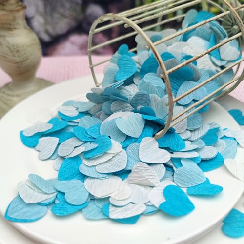 Image of Blue White1 inch Heart Confetti for Table Decor for Baby Shower Men's Birthday Graduation Wedding Kids Boys Baby 1st Birthday Tea Party Decorations 1000Count