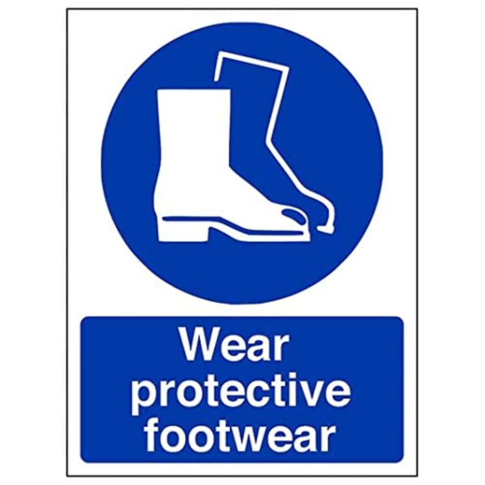 V Safety Eco Friendly Mandatory PPE - Wear Protective Footwear - 300 x 400 mm Safety Sign, Multi, 300x400mm