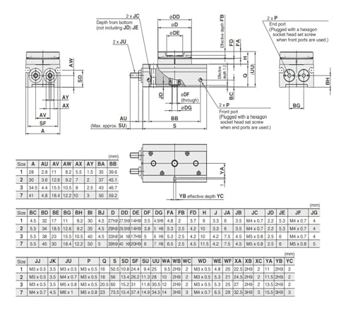 Table rotative pneumatique MSQB7AE avec vérin oscillant à crémaillère - 6