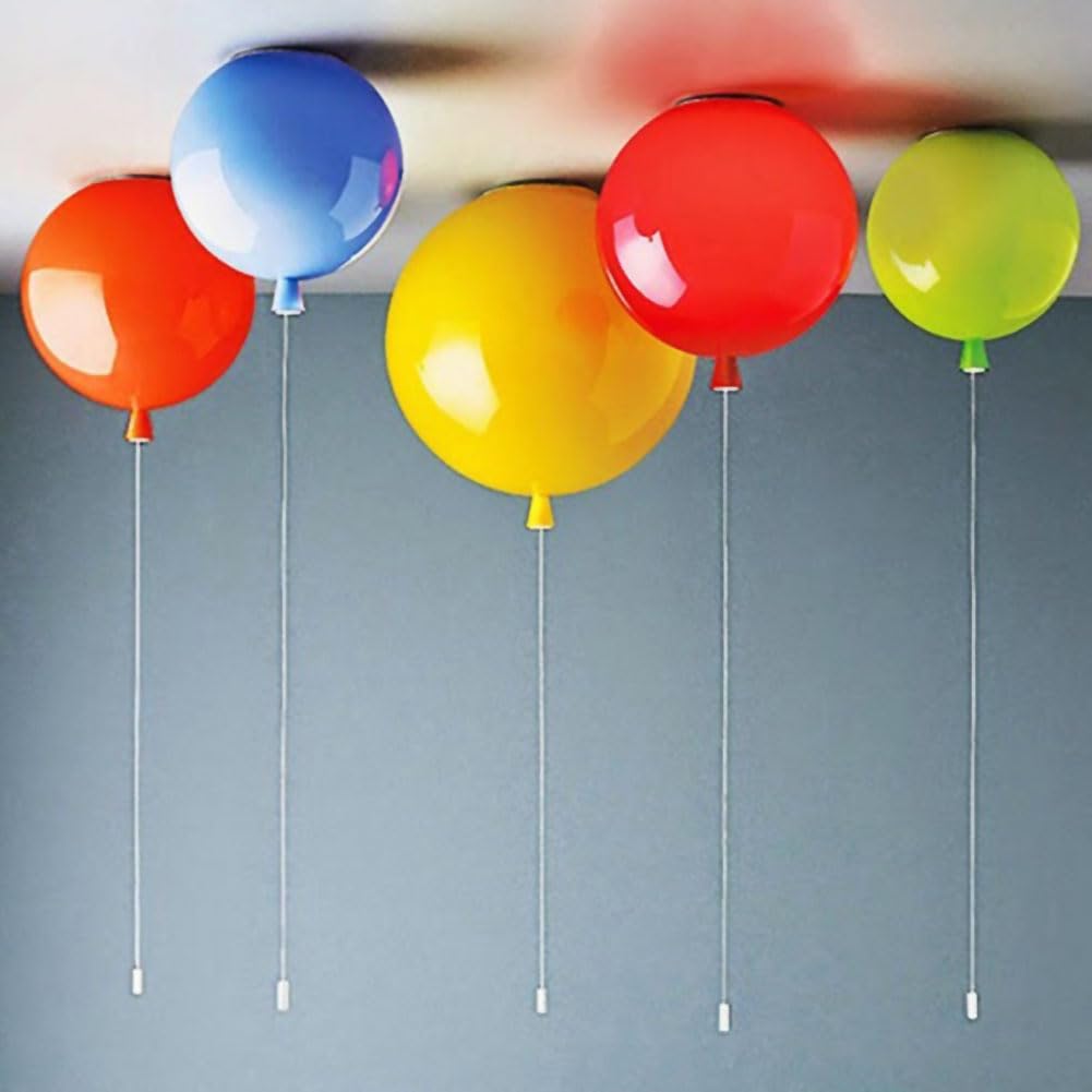 Kolorowa Balonowa Lampa Sufitowa Lampa do Pokoju Dziecięcego z Przełączaną Dekoracyjną Lampą Sufitową Nowoczesna Kreatywna Lampa Balonowa Kreskówka Chłopcy Dziewczynki Żyrandol,Red,25CM