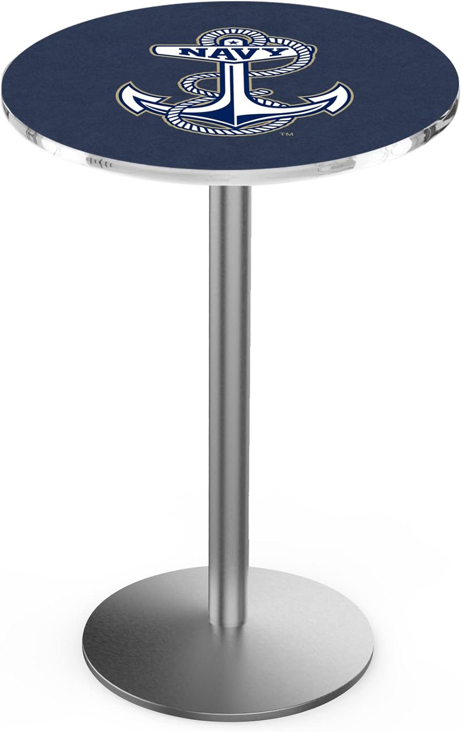 Holland Bar Stool Co. L214-42" Stainless Steel US Naval Academy (Navy) Pub Table with 36" Dia. top