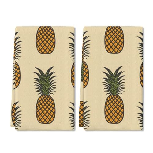 Eveokoki FRUITSTYLEDISH-74PT Kitchen Dish Towel 16 X 24 Inch Pineapple Tropical Fruit Dishcloth Watercolor Fruit Decorative Hand Drying Tea Towel cover