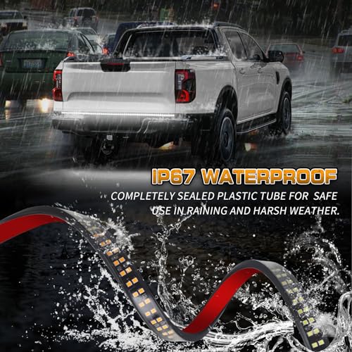 Image of XRIDONSEN 48 inch 288 LED Tailgate Strobe Lights White Emergency Lights | Front /Rear Flashing Warning Hazard Caution Safety Light Strip for Tow Plow Trucks Construction Vehicles Pickup Trailer
