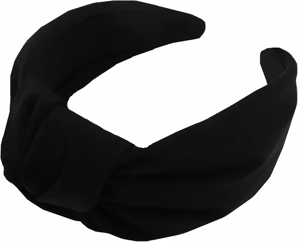 JOYRUBY Black Headband Top Knot Headband for Women, Black Headbands for Girls, Satin Knotted Wide Headbands Non Slip Hair Accessories