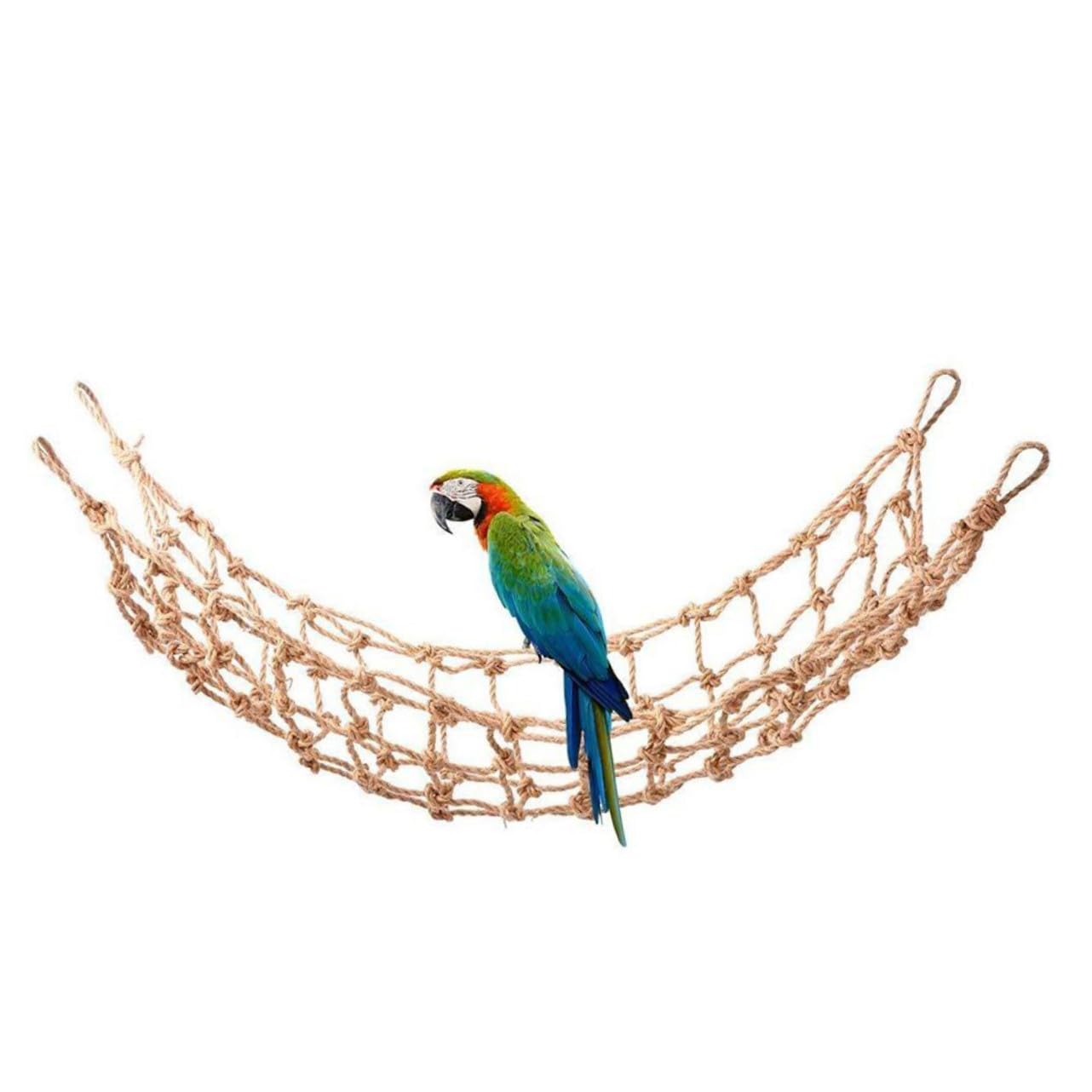 Gatuida Großes Mittelgroßes Papageien Kletternetz aus Robustem Hanfseil Beißfestes Vogelspielzeug für Käfig und Freisitz Fördert Bewegung und Geistige Gesundheit Einfache Aufhängung