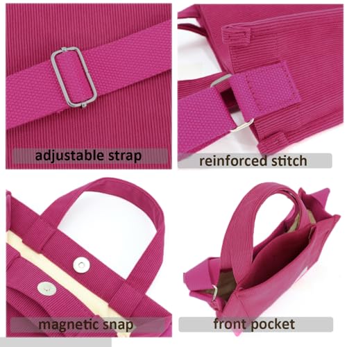 Image of UERRUAM Tote Bag for Women with Compartments,Corduroy Tote for Work Travel College Book Bag Women Purse Handbag Crossbody Bag