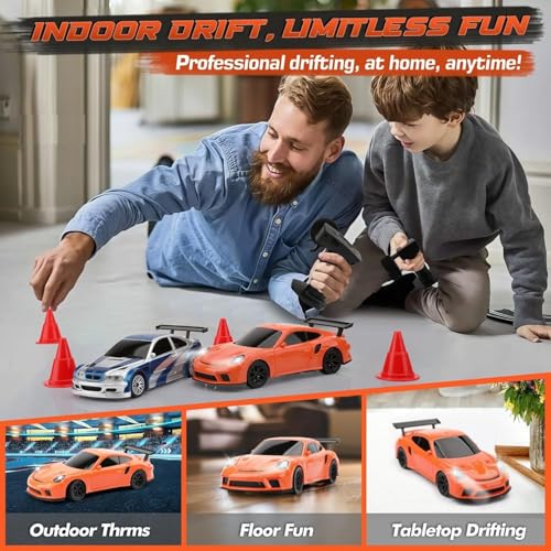 Image of Bestie toys Mini RC Drift Car with Gyro, 1 /43 Scale Remote Control Car High Speed Racing Micro Small with Full Proportional RTR 2.4GHz Remote 2 Tire Sets 8 Cones (Porche 911 GT3 RS)