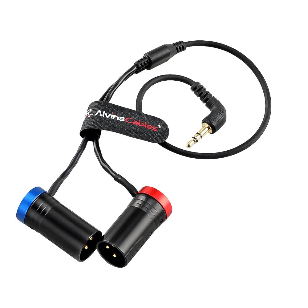 Alvin's Cables 3,5 mm TRS a Dual XLR Cavo Splitter maschio y maschio, 1/8 '' TRS a 2 Cavo audio a 3 pin a 3 pin per Røde Wireless Go II Mixpre Registratore Non bilanciato, 45 cm | 18 pollici