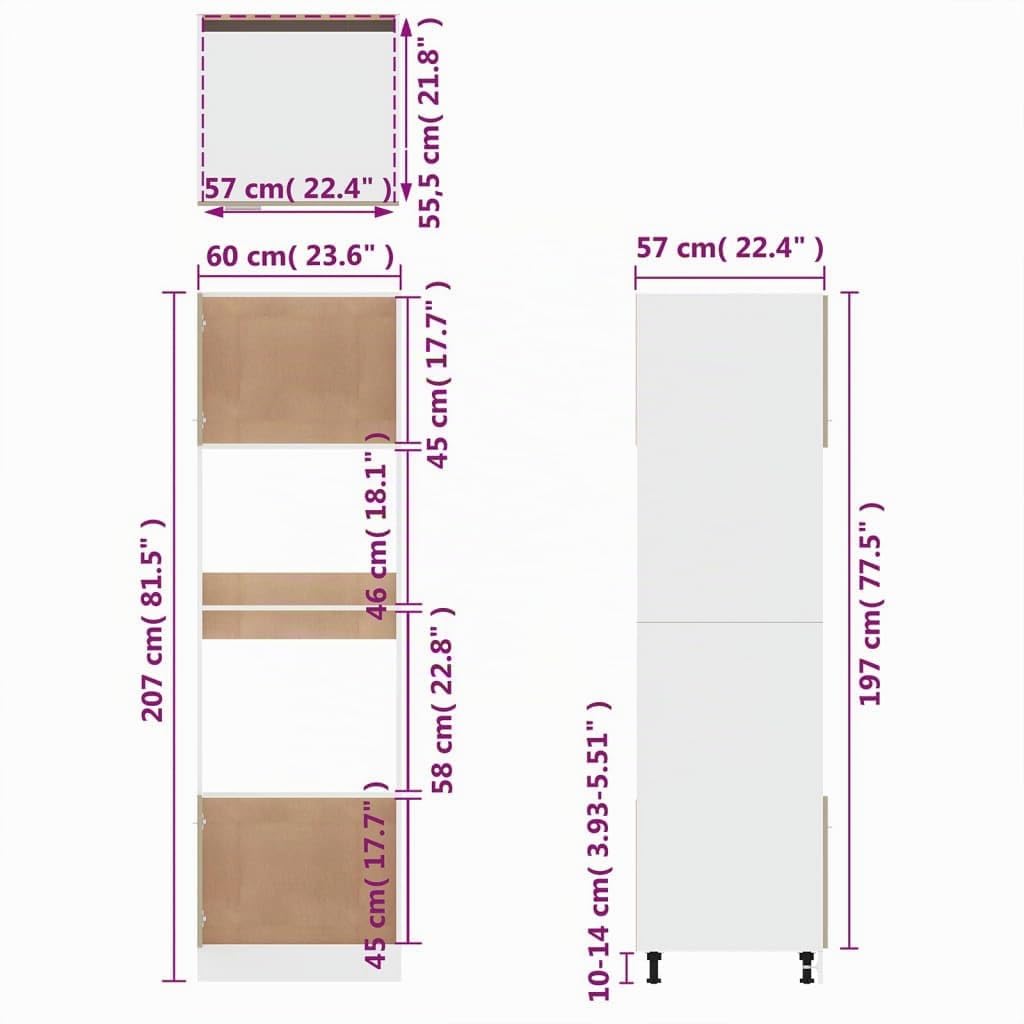 vidaXL Meuble Micro-Ondes Lyon Gris Sonoma 60 x 57 x 207 cm Bois