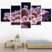 SIGNWIN 5 Panel Canvas Wall Art Pink Coral for Home Decorations Ready to Hang - 60