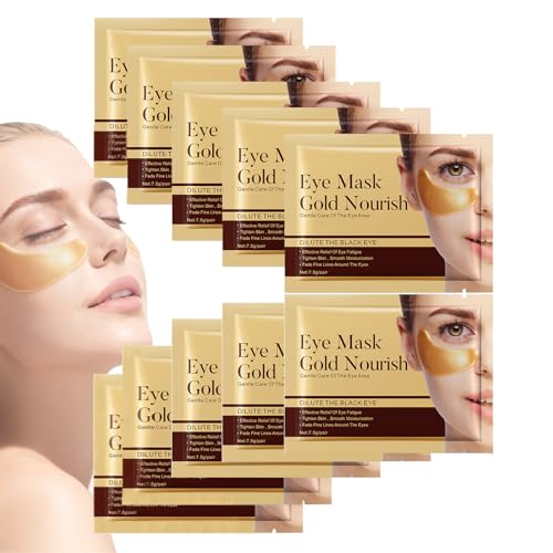 Virecose Parche Ojos, 10 Pares Mascarillas Ojos con Colágeno Ácido Hialurónico, Antiarrugas Reduce Ojeras Bolsas, Cuidado Facial Hidratante para Piel Seca, Regalo Mujeres