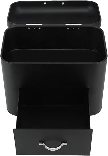 Miniatura 9 de Recipiente de almacenamiento de pan de hierro, mantenga el recipiente de pan casero de hierro de gran capacidad para encimera (negro)