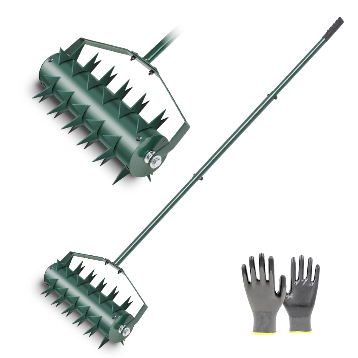 Lawn Aerator - Updated 17 inch Rolling Aerator Lawn Tool,Yard Aerator, Heavy Duty Manual Lawn Aerators,55 inch Stainless Steel Handle