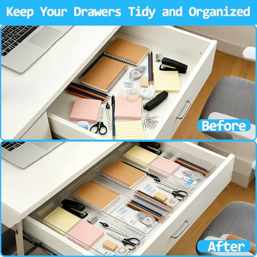 Image of Manalete 31 Pcs Clear Plastic Drawer Organizer, Makeup & Vanity Organizer