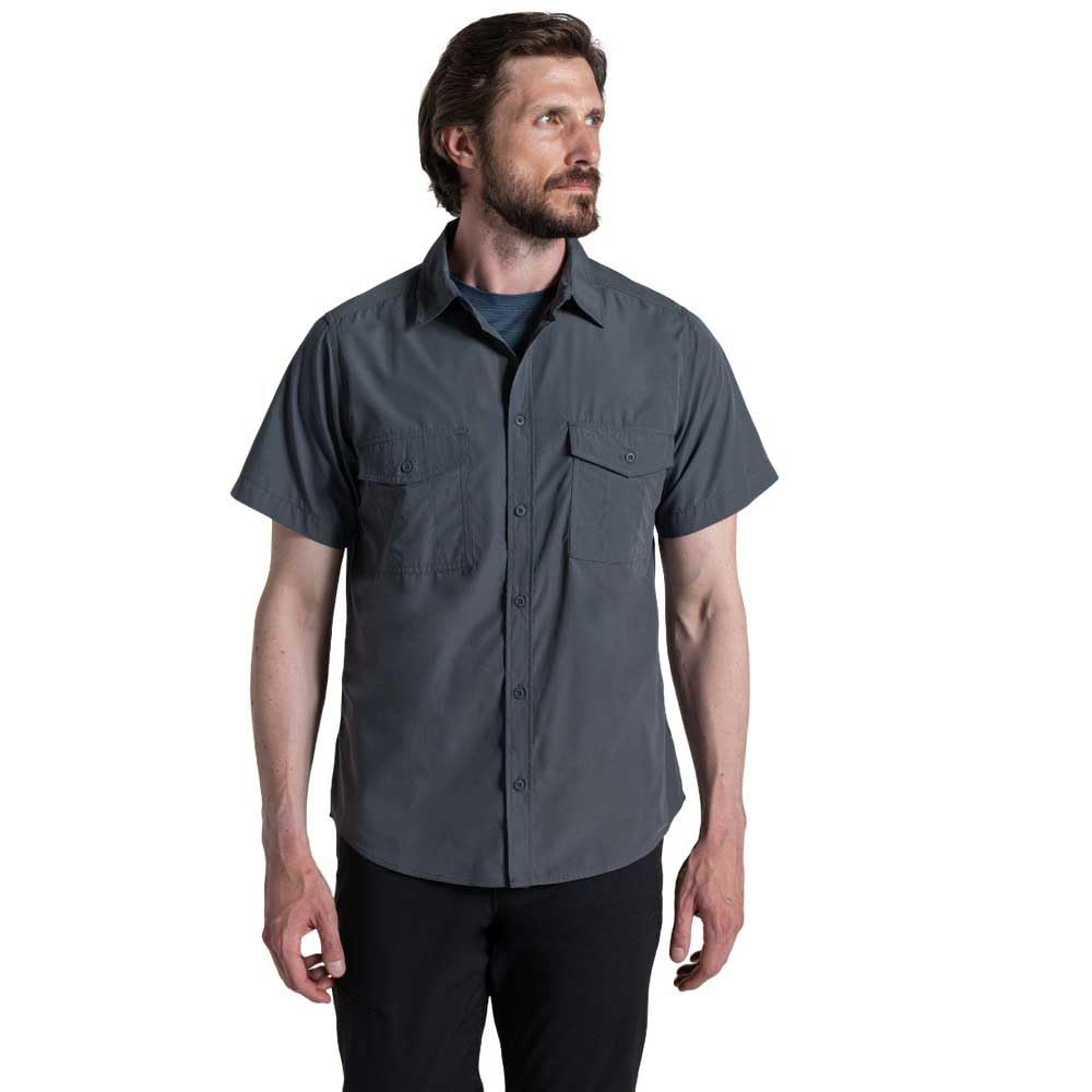 Craghoppers Kiwi Ii Short Sleeved Shirt Size: L Men's Grey
