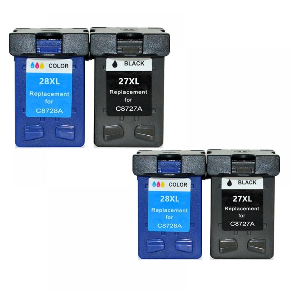DXGAmZ 27XL 28XL Compatible Ink Cartridge Compatible with H-P Deskjet 3320 3325 3420 3535 3550 3650 3744 Printer(2BLACK 2COLOR)
