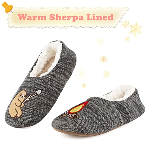 Image of The Metluks Cute Animal House Slippers, Warm Fuzzy Slipper Socks with Grippers Non Slip, Cozy Funny Gifts