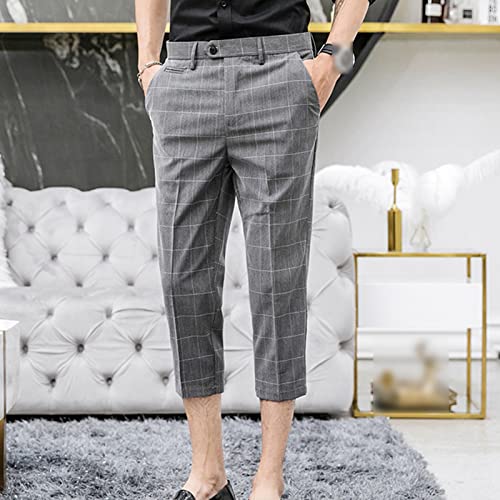 Pantalones Capri Slim de Hombre a Cuadros Gris Talle 34 miniatura 3