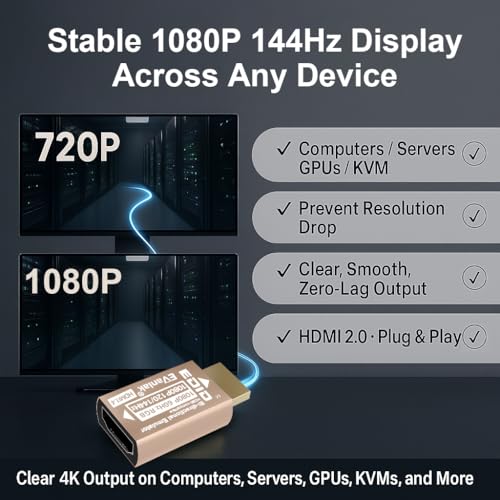 EVanlak HDMI EDID Emulator Adapter Dummy Plug miniatura 5