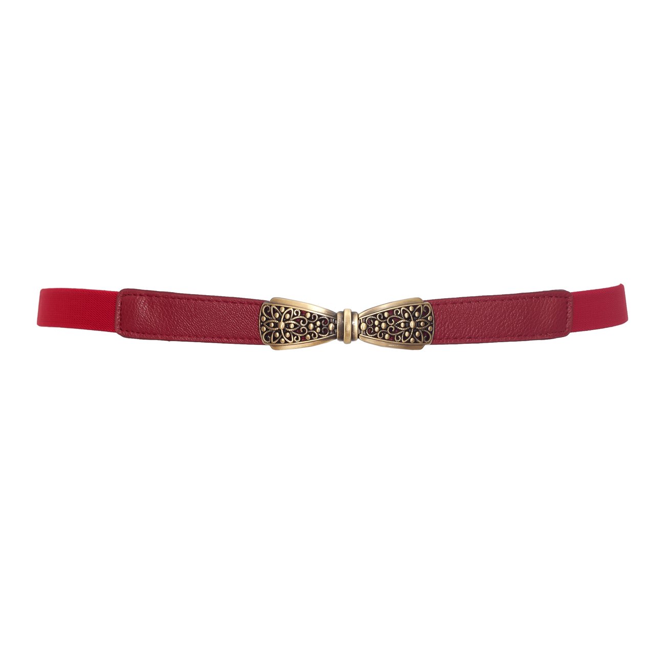eVogues Plus size Bow Buckle Elastic Belt Red 18315 - One Size Plus