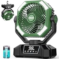 Rechargeable Fan Portable, 20000mAh Oscillating Camping Fan Rechargeable - Touch Screen, 5 Speeds, 8 Timing, 3 Colors LED Lantern, USB Battery Powered for Indoor Outdoor Use, Beach, Tent, Travel