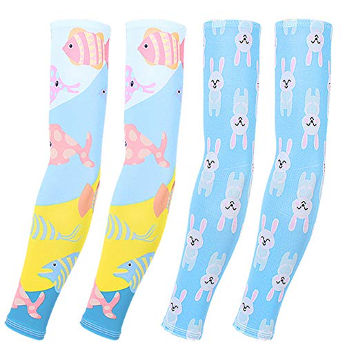 VCZONE Arm Sleeves for Kids, 2 Pair Cooling UV Protection Arm Elbow Sleeve
