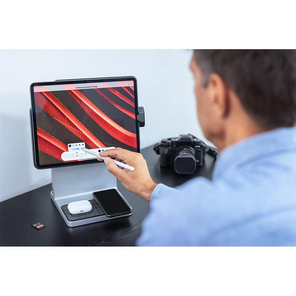 Kensington StudioDock iPad Pro Stand - Verstellbare Tablet-Halterung für 12" - Magnetische Befestigung - Schnelles Aufladen von iPad, iPhone und AirPod, K34030WW
