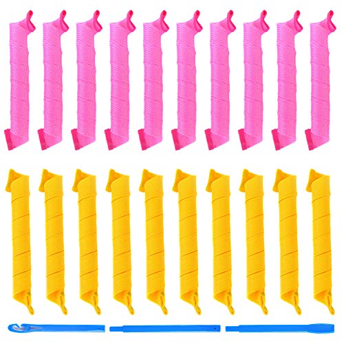 Hair Curlers No Heat - 20 Pieces Magic Hair Curler Styling Kit, Heatless Hair Curlers Hair Rollers with Styling Hooks for Long Hair Home Salon DIY (55cm/22")