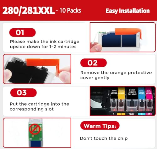 Image of PGI-280XXL /CLI-281XXL Compatible Ink Cartridge Replacement for Canon Printer Ink 280 & 281 Cartridge for Canon PIXMA TR8620 TR8520 TR8600 TR8500 TR7520 TS6320 TS6220 TS6120 (10)