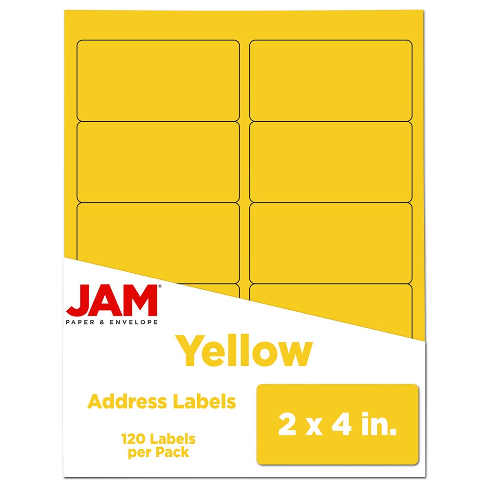 JAM PAPER Shipping Address Labels - Standard Mailing - 2 x 4 - Yellow - 120/Pack