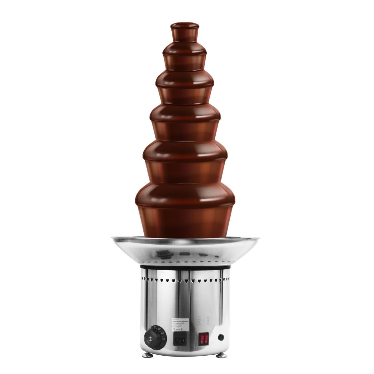 Schokoladenbrunnen - 300 Watt - 6 Etagen - Füllmenge: 8 kg - Höhe: 840mm | robuste Edelstahl-Ausführung, ideal für den Dauereinsatz, einfache Reinigung, stufenlose Temperaturregelung