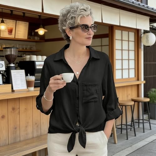 Blouse ample à ourlet à lacets réglable et manches transformables