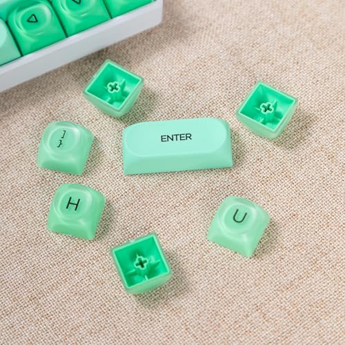 Image of PBT Jelly Keycaps, 132 Keys HOA Profile Keycaps, Green Key caps, Cute Custom Keycap for MX Switches Mechanical Keyboard