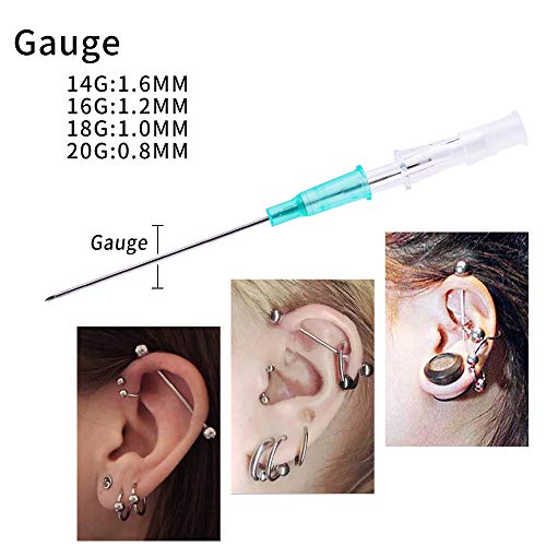 Piercing Needles, 8pcs Ear Nose Piercing Needles IV Catheter Needles for Piercing Sterilised Body (MIX-1)