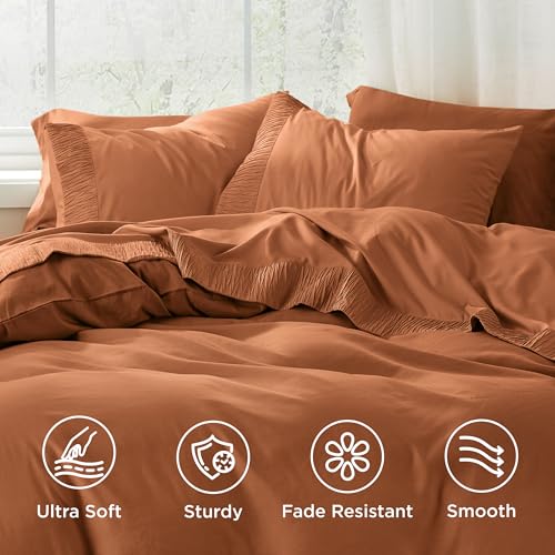 Image of Bedsure Twin Sheets Set - 3 Pieces Soft Twin Bed Sheets - Breathable & Cooling - Hotel Luxury - Easy Care Polyester Microfiber Bedding for Women, Men, Terracotta