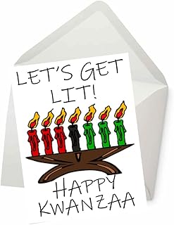 PICTURE THIS PRINTS Funny Kwanzaa Card for Husband Boyfriend Wife Girlfriend Birthday Card for Him or Her (5 inches by 7 inches) Lit Kwanzaa