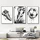 3er Wandbilder Set Schwarz Weiß Fußball Leinwand Kunst Bilder Modern Poster Kunstdruck Bild Wohnzimmer Schlafzimmer Wanddeko Ohne Rahmen (40×50 cm)