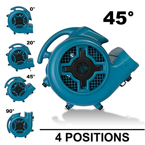 Image of XPOWER X-830 Pro 1 HP 3600 CFM Centrifugal Air Mover, Carpet Dryer, Floor Fan, Blower, for Water Damage Restoration, Janitorial, Plumbing, Home Use Blue