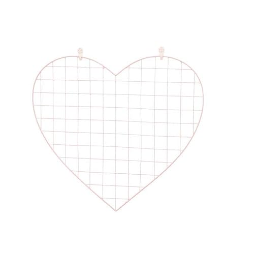 2 pieces of steel wire wall grid panels | Photos and pictures show grid wall panels | Pink heart-shaped metal grid | Wall grid storage box | Grid wire panels | Hanging home and bedroom decoration
