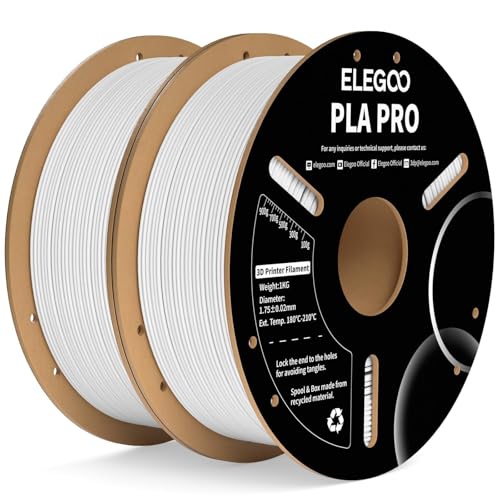 Image of ELEGOO PLA PRO Filament 1.75mm White 2KG, 30-250mm /s Printing Speed Improved Rigidity 3D Printer Filament Dimensional Accuracy + /- 0.02mm, 2pcs 1kg Spool (2.2lbs)