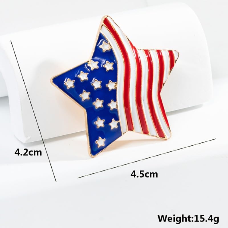 Image of American Flag Brooch Pin for Men Women Rhinestone Crystal Elephant Commemorates Brooch Pin American Independence Day Brooch for Men