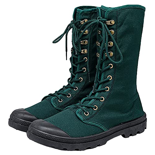 Image of Men's Women's Mid Calf Lace-Up Canvas Boots | Breathable,Durable, Outdoor Desert Boots, High-Top Sneakers