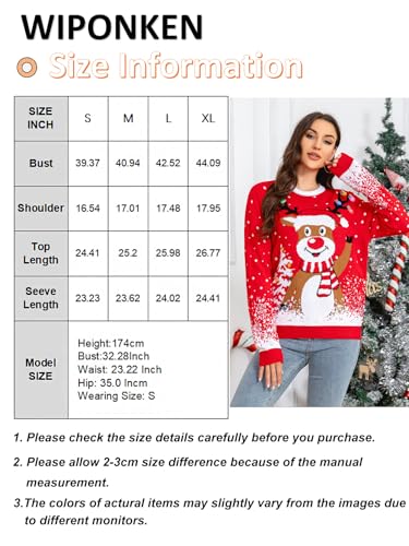 Image of Ugly Christmas Sweater for Women Funny Crewneck Knit Christmas Sweater for Family Pullover Long Sleeve Top