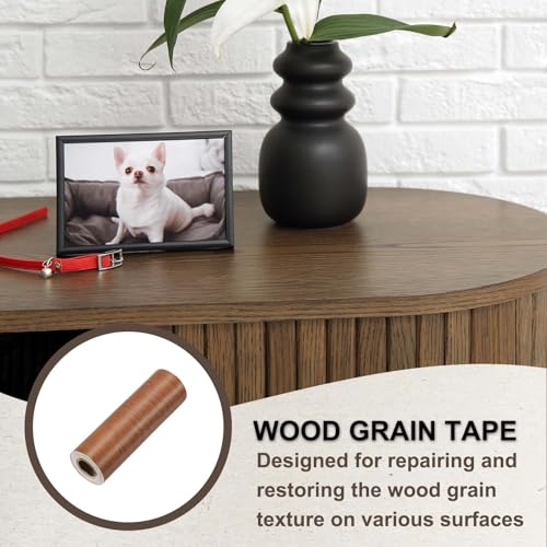Image of PATIKIL Wood Grain Tape 4.7 inch x 32 ft, Self-Adhesive Wood Texture Repair Tape Realistic Wooden Effect Patch for Furniture Cabinets Floor Walls, Grain