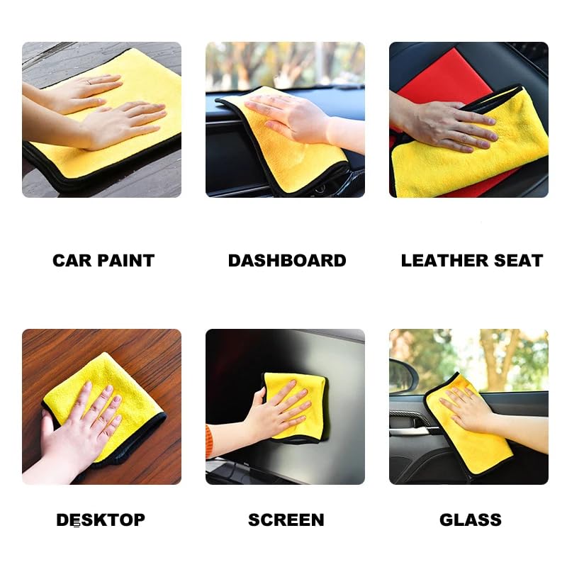 Autowaschhandtuch, Detaillierung, Auto-Werkzeuge, Innenausstattung, Auto-Reinigungstuch-Set für Mikrofaser-Zubehör, Tuch, Trocknen, 5 Stück, Gelb, Größe: 30 x 60 cm
