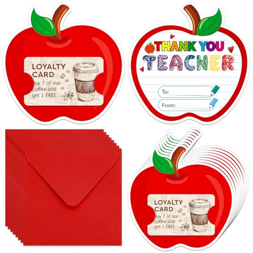 GMEMNOV 8 Pack Teacher Appreciation Gift Card Holder - Thank You Teacher Apple Gift Card Holder Money and Gift Card Sleeves End of Year Retirement Gifts for Women Men