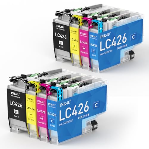INK4U LC426 Cartuchos de Tinta, 8 Pack Alta Capacidad, Compatible con Brother LC 426 LC426VAL LC426XL Tinta für Brother MFC J4335DW MFC J4340DW MFC J4535DW MFC J4540DW Impresoras