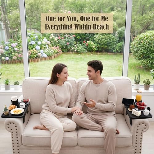 Image of Nnewvante 2 Pack Couch Arm Table,3 in 1 Large 15.36 inchx9.85 inch Bamboo Couch Cup Holder Sofa Armrest Clip on Tray with 360Rotated Phone /Drink Holder, Black